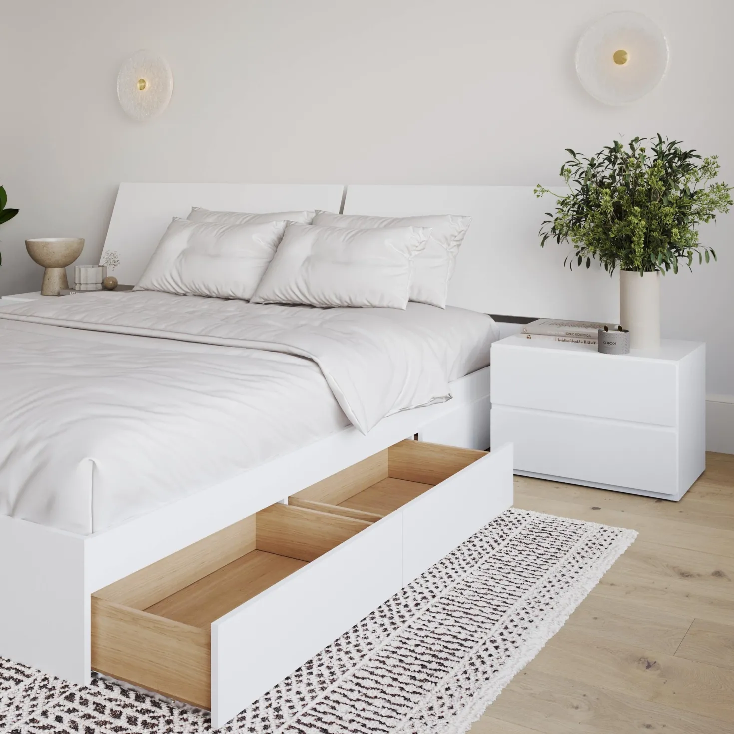 Ensemble grand lit avec rangement (60") - 4 mcx - Nexera