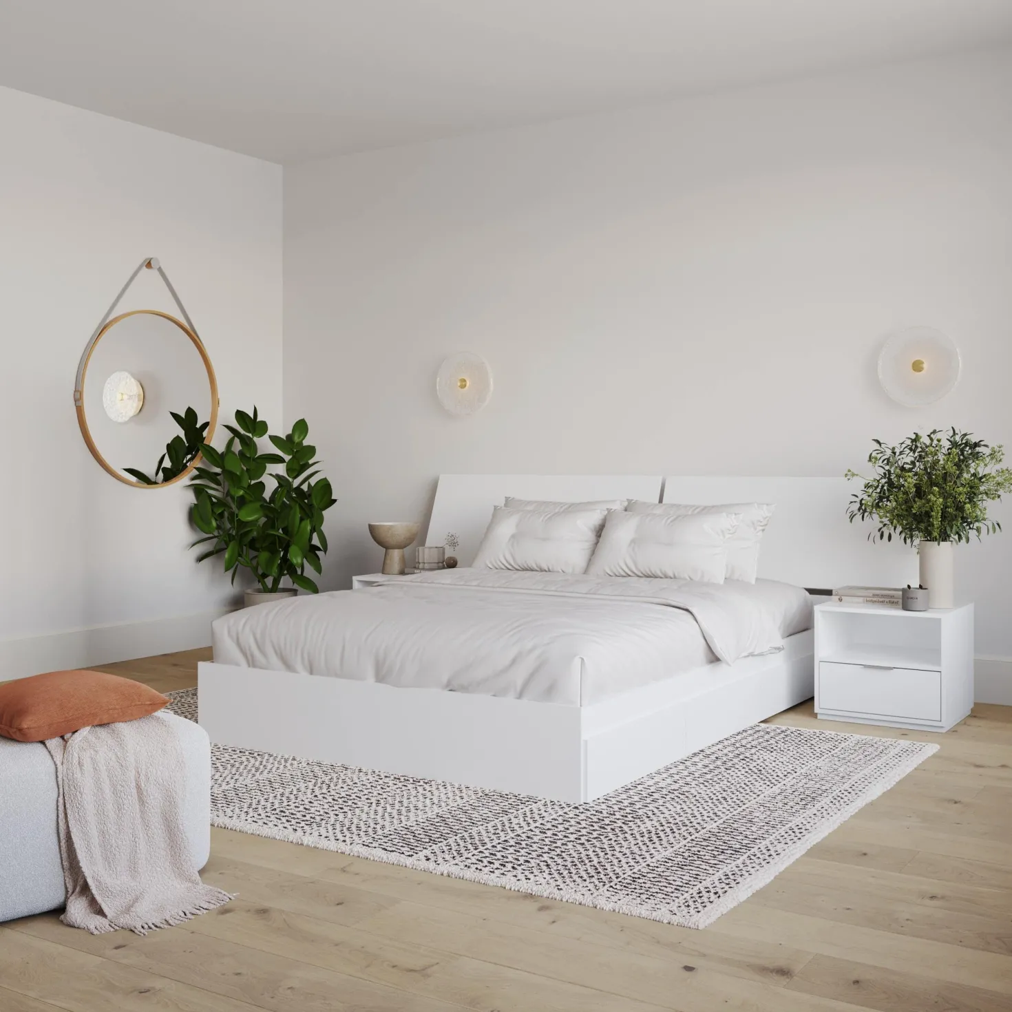 Ensemble grand lit avec rangement (60") - 4 mcx - Nexera