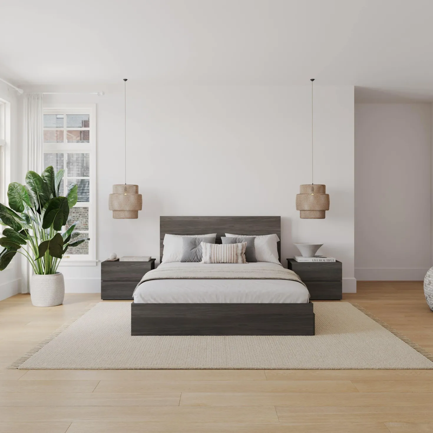 Ensemble grand lit avec rangement (60") - 4 mcx - Nexera