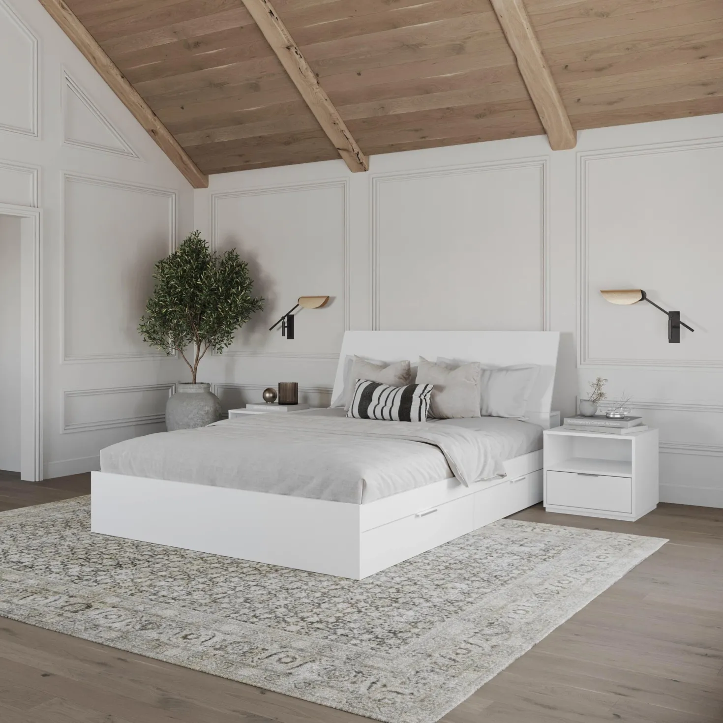 Ensemble grand lit avec rangement (60") - 4 mcx - Nexera
