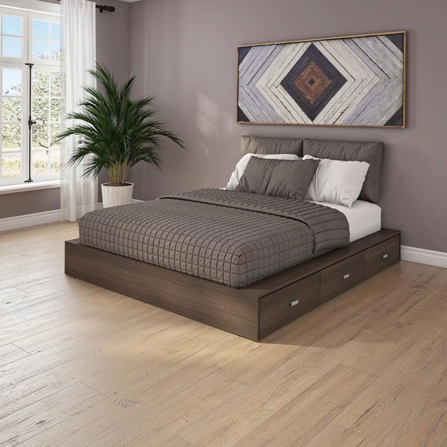 Ensemble grand lit avec rangement 6 tiroirs (60") - 4 mcx