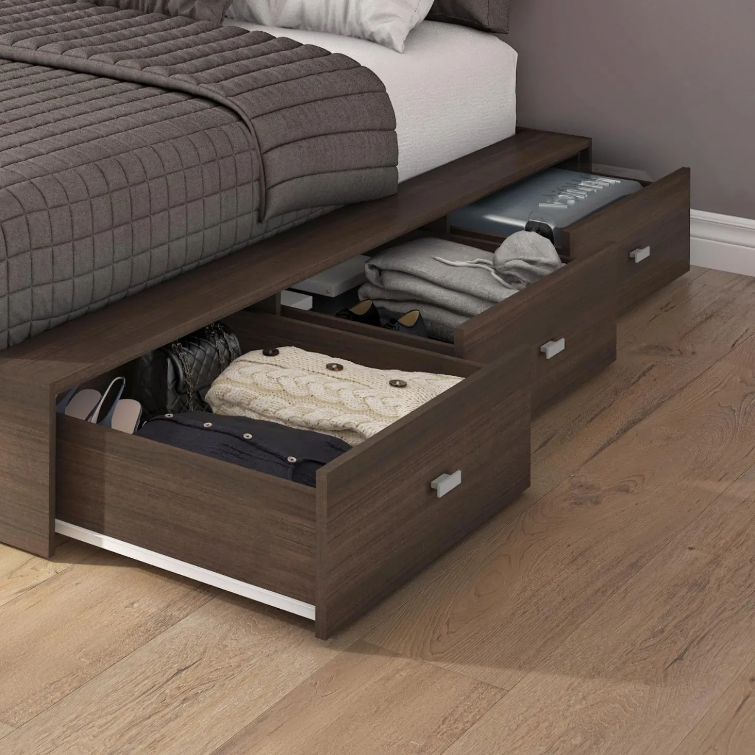 Ensemble grand lit avec rangement 6 tiroirs (60") - 4 mcx