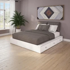 Ensemble grand lit avec rangement 6 tiroirs (60