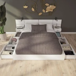 Ensemble grand lit avec rangement 6 tiroirs (60