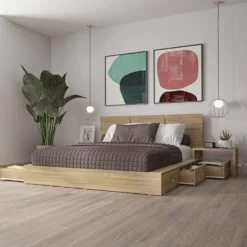 Ensemble grand lit avec rangement 6 tiroirs (60") - 4 mcx