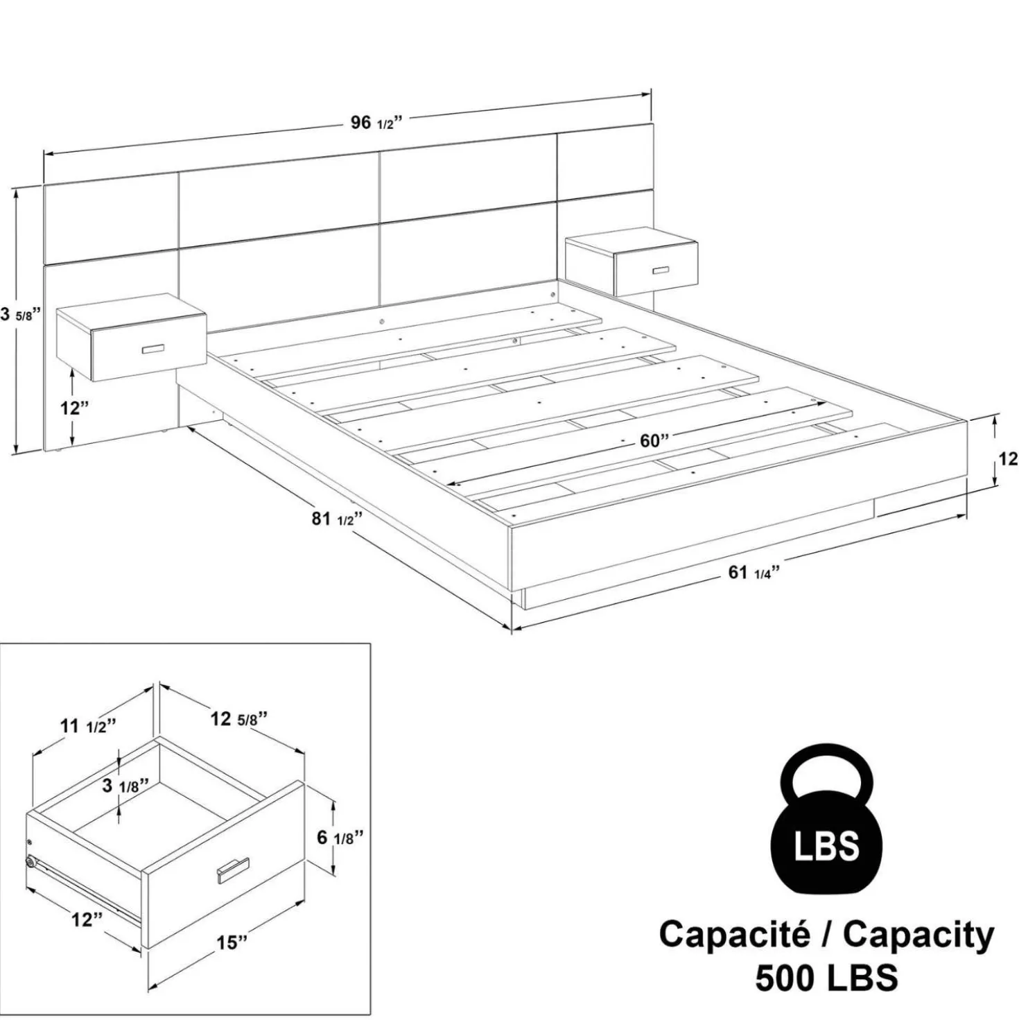 Ensemble grand lit (60") - 5 mcx