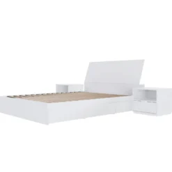 Ensemble lit double avec rangement 3 tiroirs (54") - 4mcx - Nexera