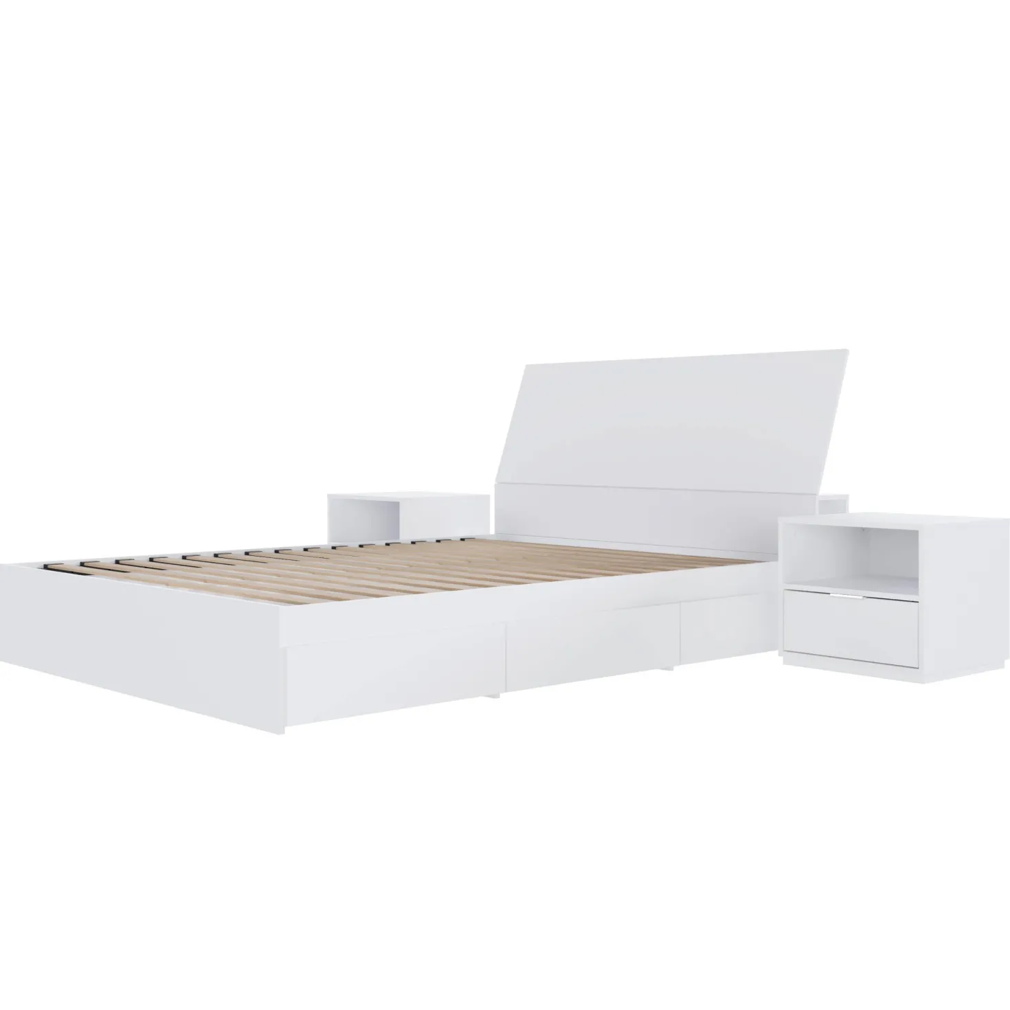 Ensemble lit double avec rangement 3 tiroirs (54") - 4mcx - Nexera