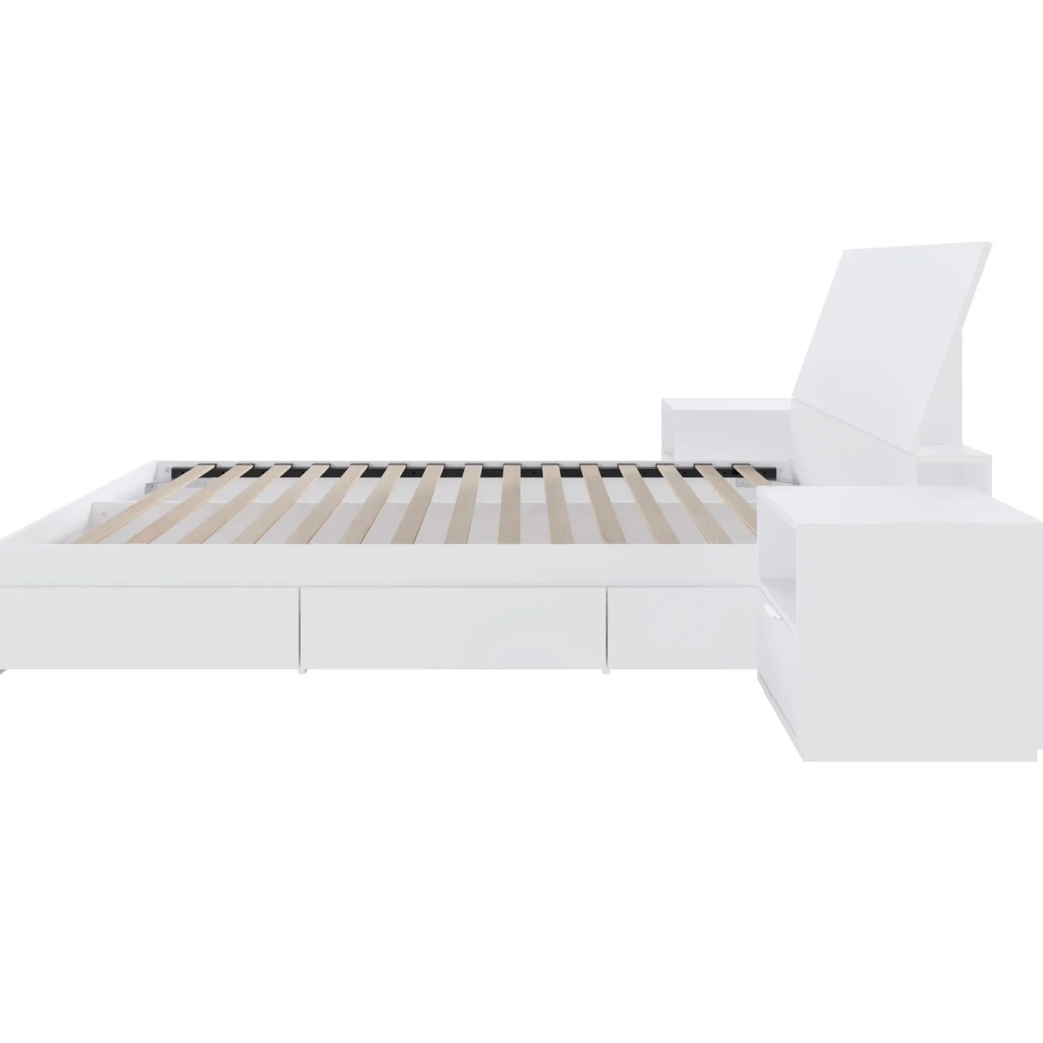 Ensemble lit double avec rangement 3 tiroirs (54") - 4mcx - Nexera