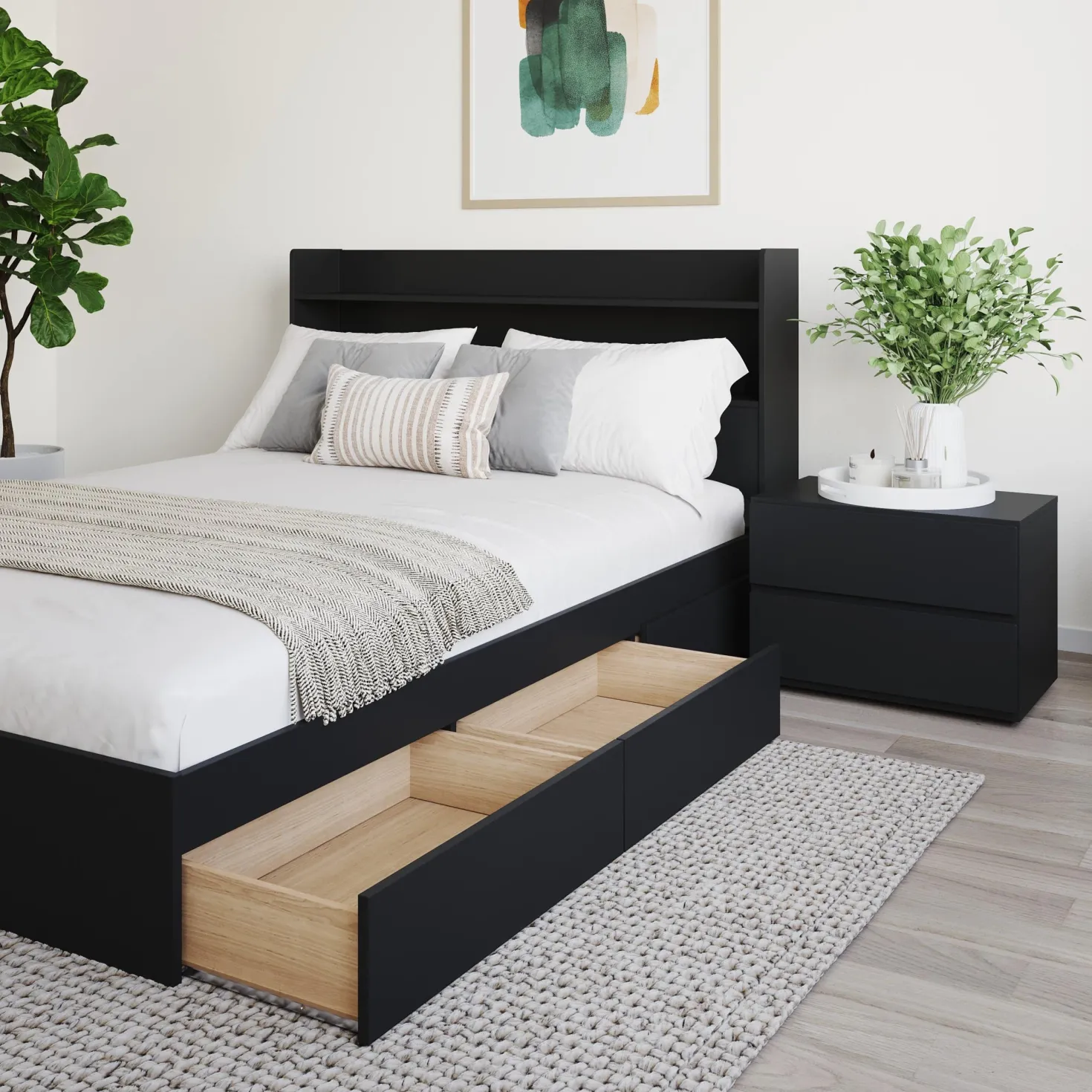 Ensemble lit double avec rangement (54") - 3mcx - Nexera