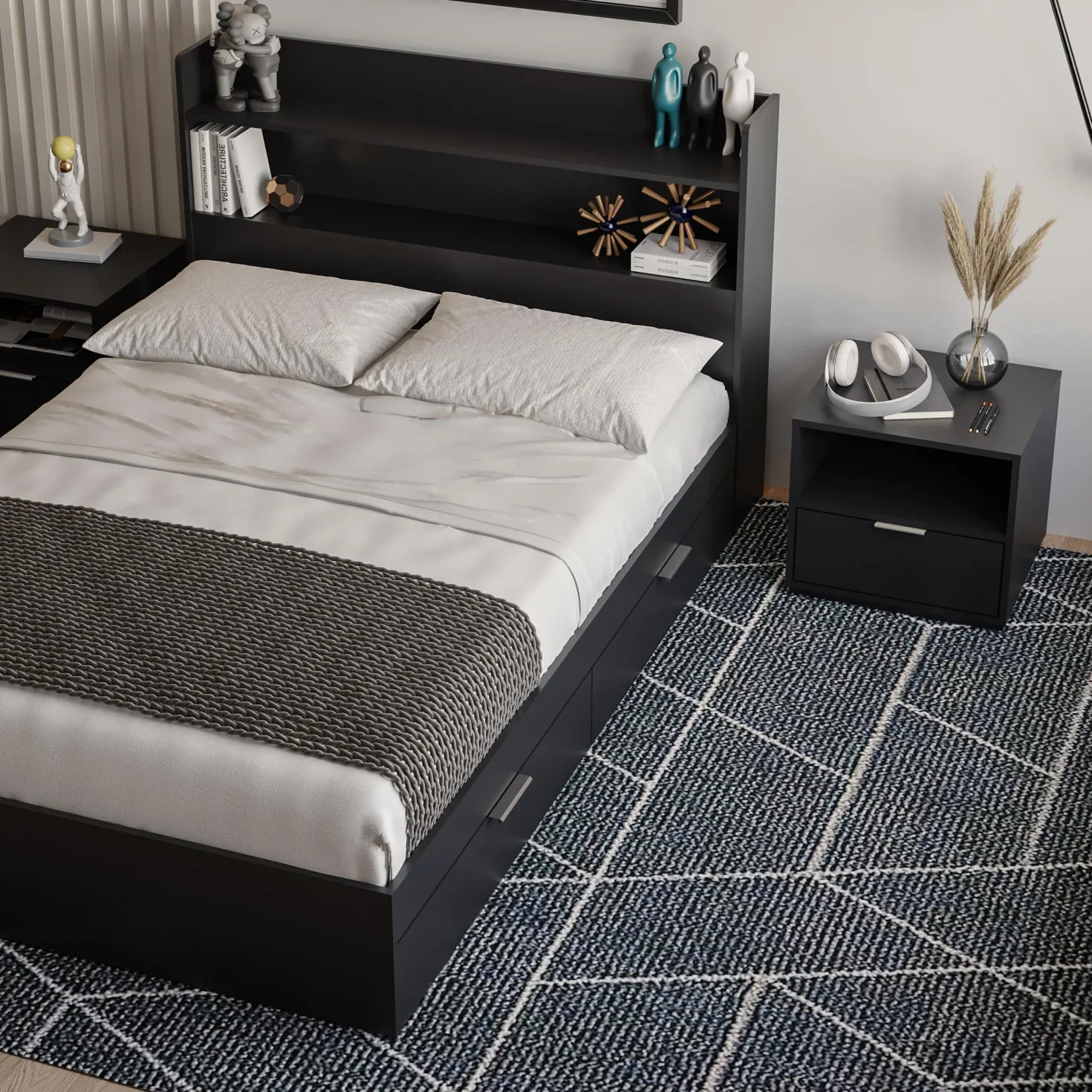 Ensemble lit double avec rangement (54") - 4mcx - Nexera