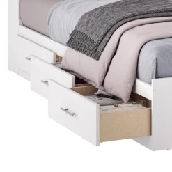 Ensemble lit double avec rangement 6 tiroirs, tête de lit et table de chevet (54