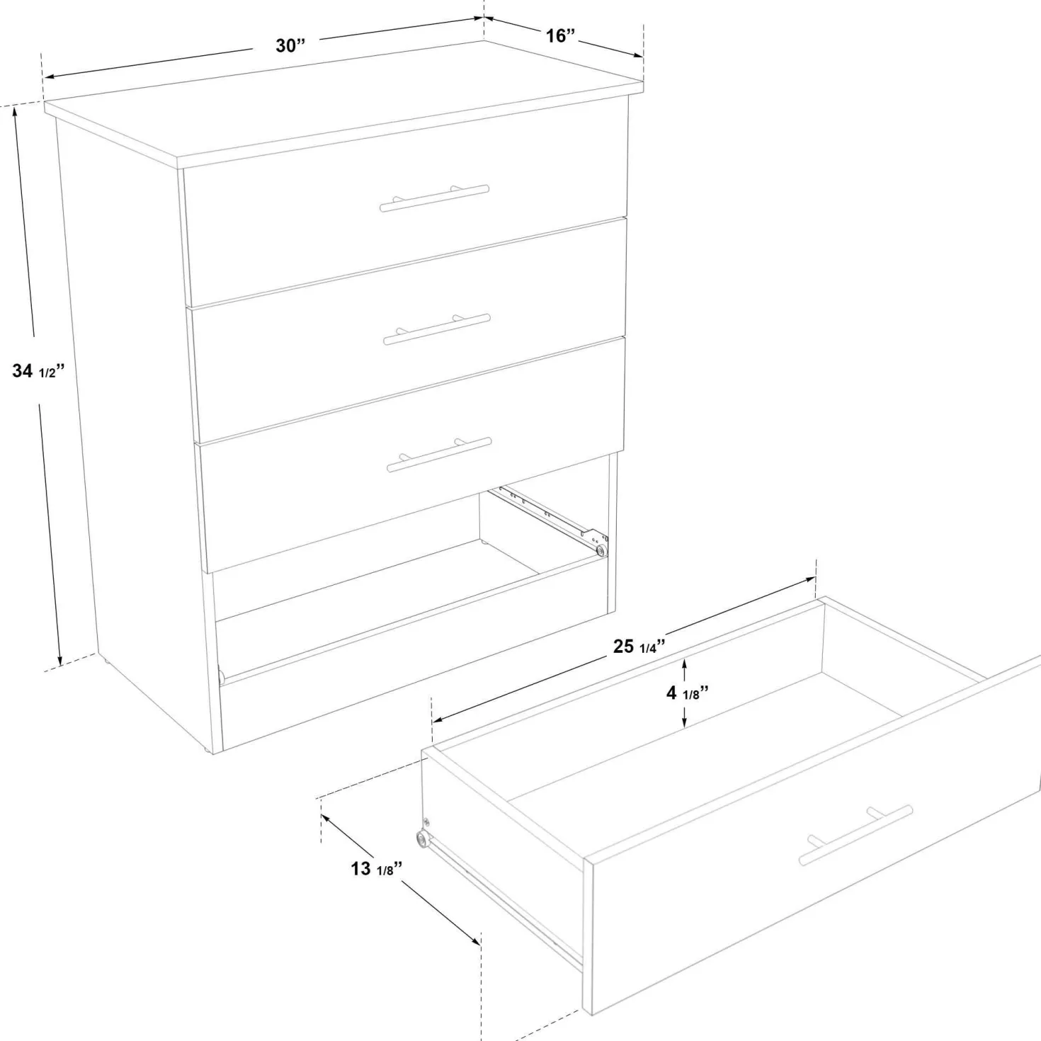 Ensemble lit simple avec rangement 3 tiroirs, tête de lit et commode (39")
