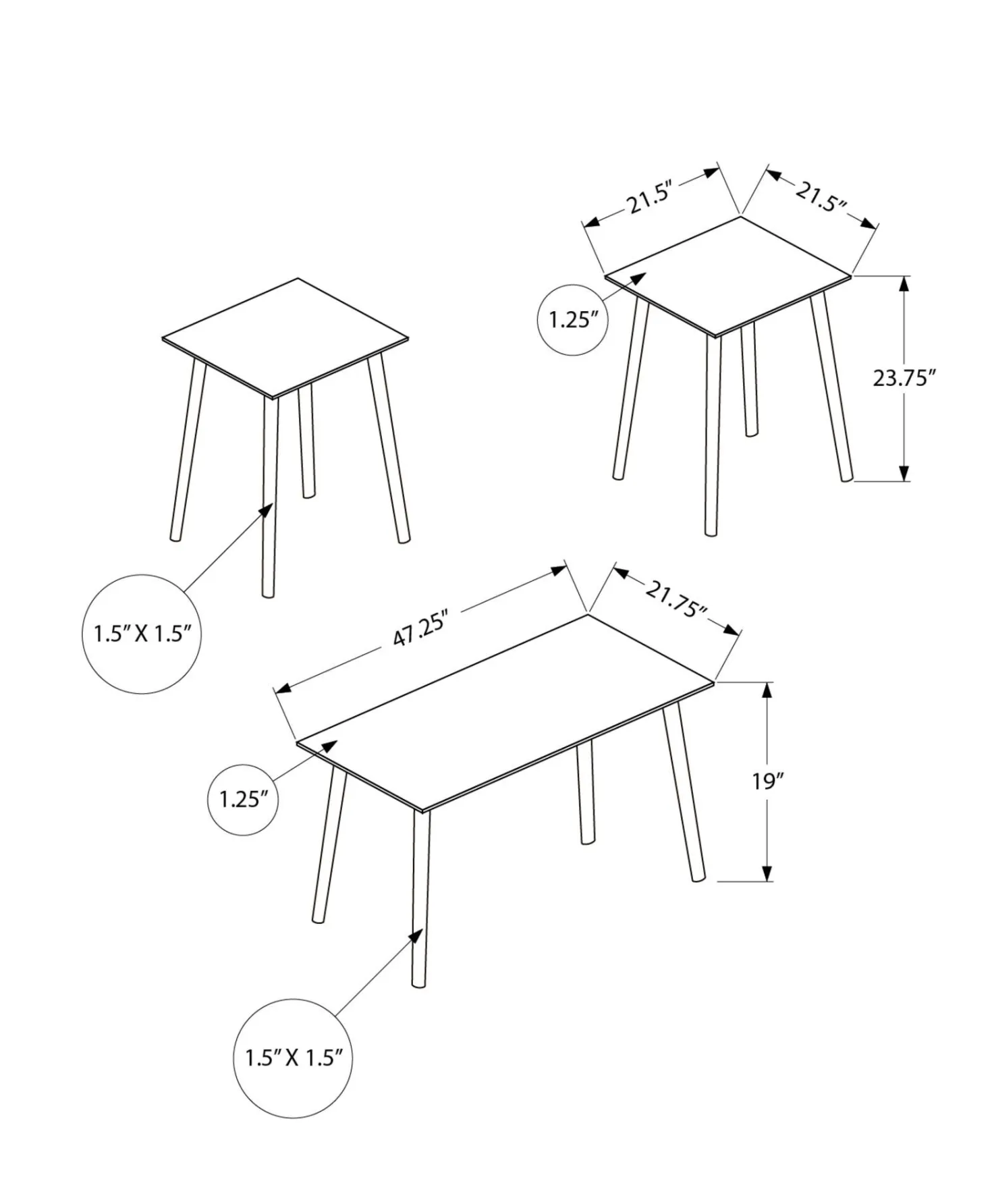 Ensemble tables de salon 3 mcx - Monarch