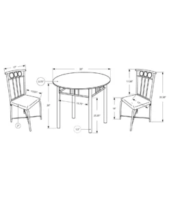 Ens salle a manger - 3pcs / dessus et metal noir - Monarch