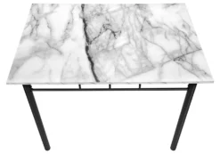 Ens salle à manger - 5mcx, blanc marbre, métal noir