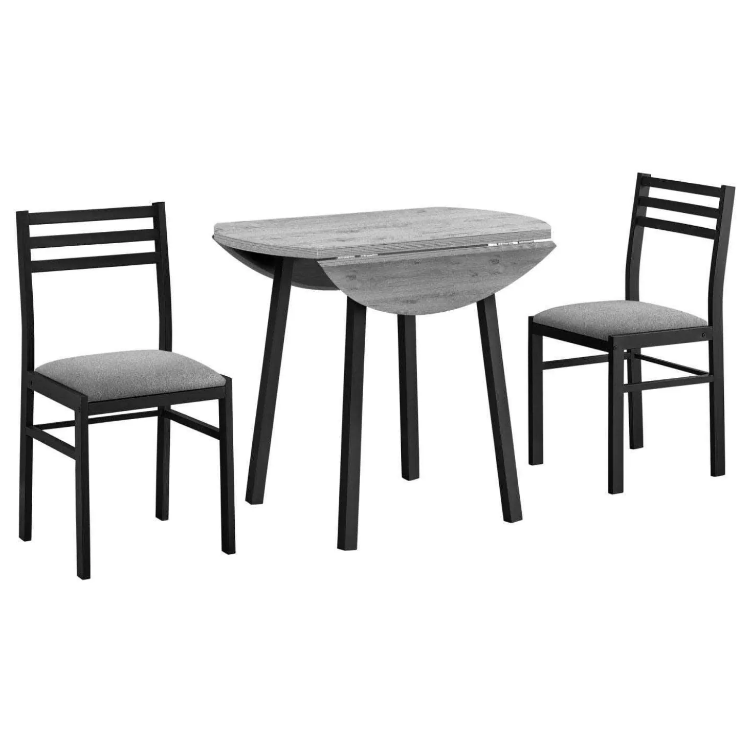 Ens salle à manger - 3mcx, dessus gris, métal noir