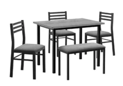 Ens salle à manger - 5mcx, dessus gris, métal noir