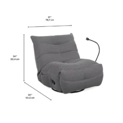 Fauteuil berçant inclinable avec support à cellulaire - gris