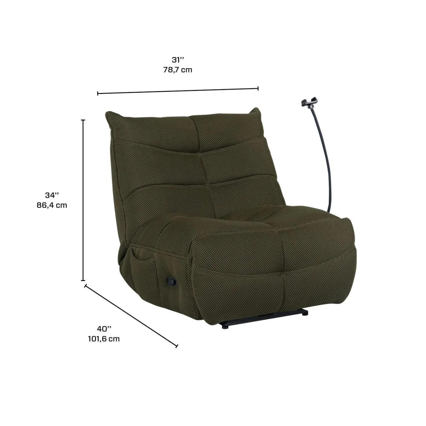 Fauteuil berçant inclinable avec support à cellulaire - vert