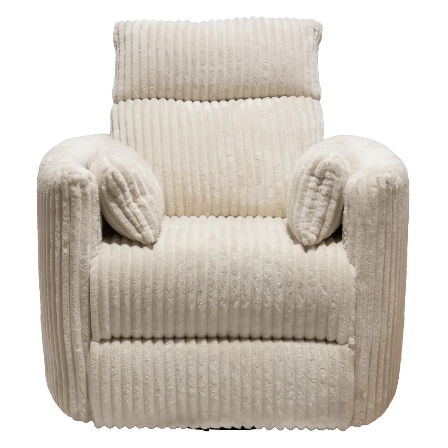 Fauteuil berçant pivotant inclinable en velours côtelé - beige