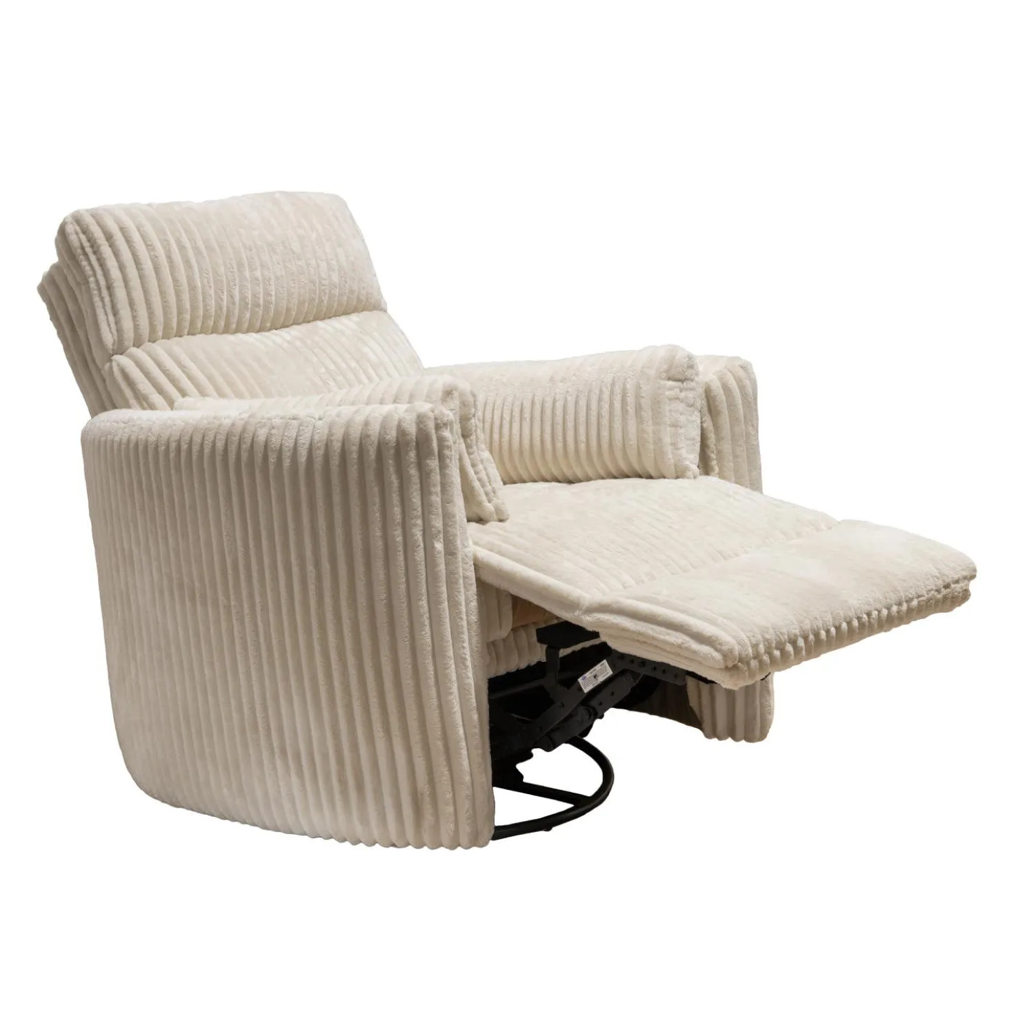 Fauteuil berçant pivotant inclinable en velours côtelé - beige