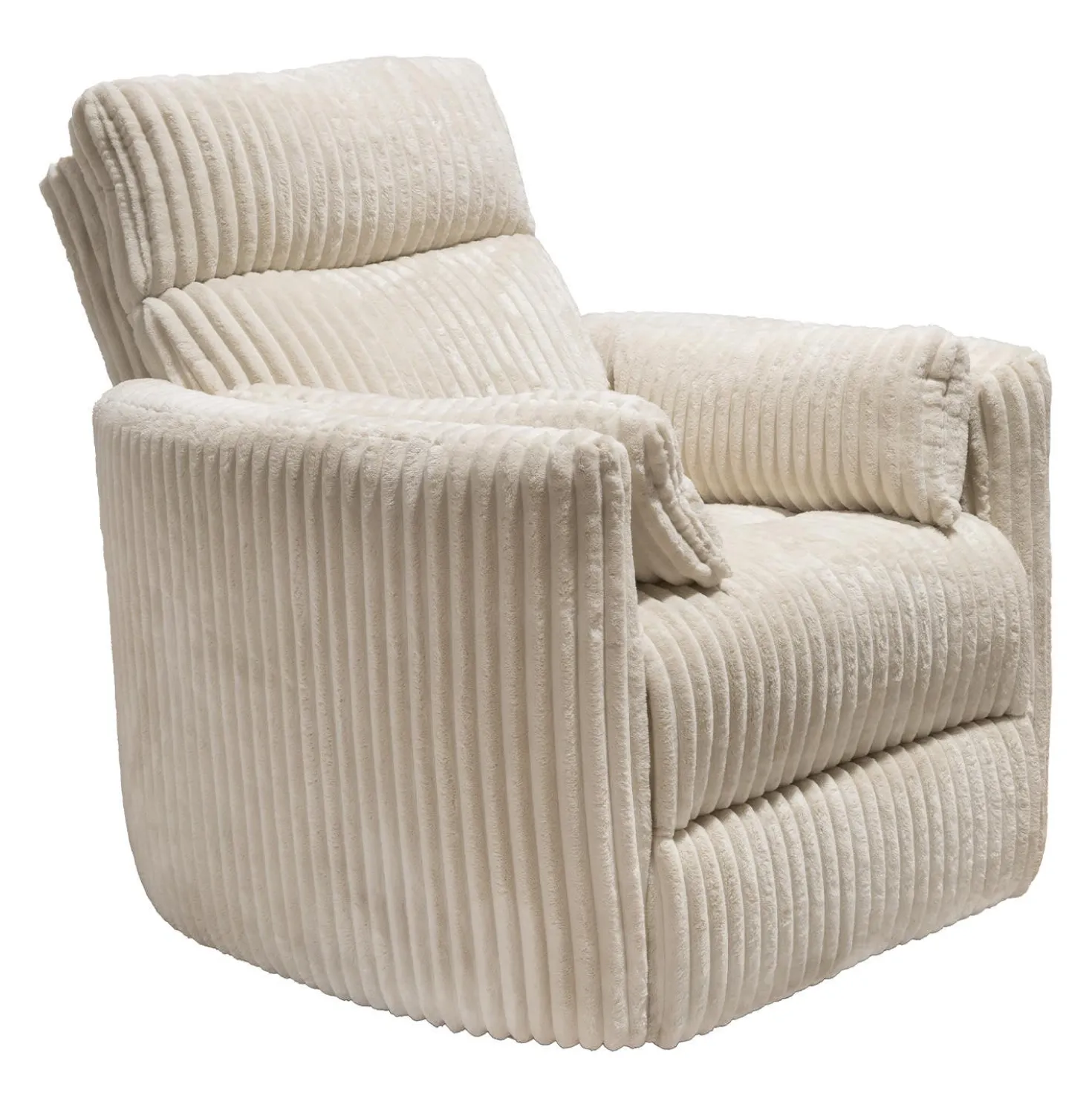 Fauteuil berçant pivotant inclinable en velours côtelé - beige