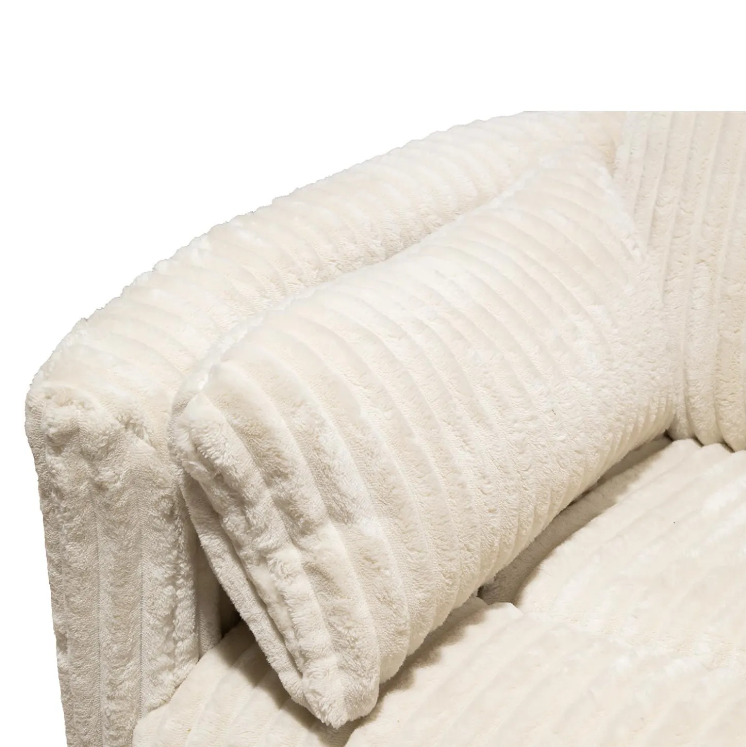 Fauteuil berçant pivotant inclinable en velours côtelé - beige