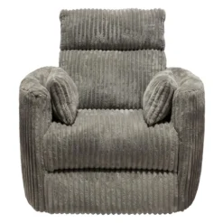 Fauteuil berçant pivotant inclinable en velours côtelé - gris