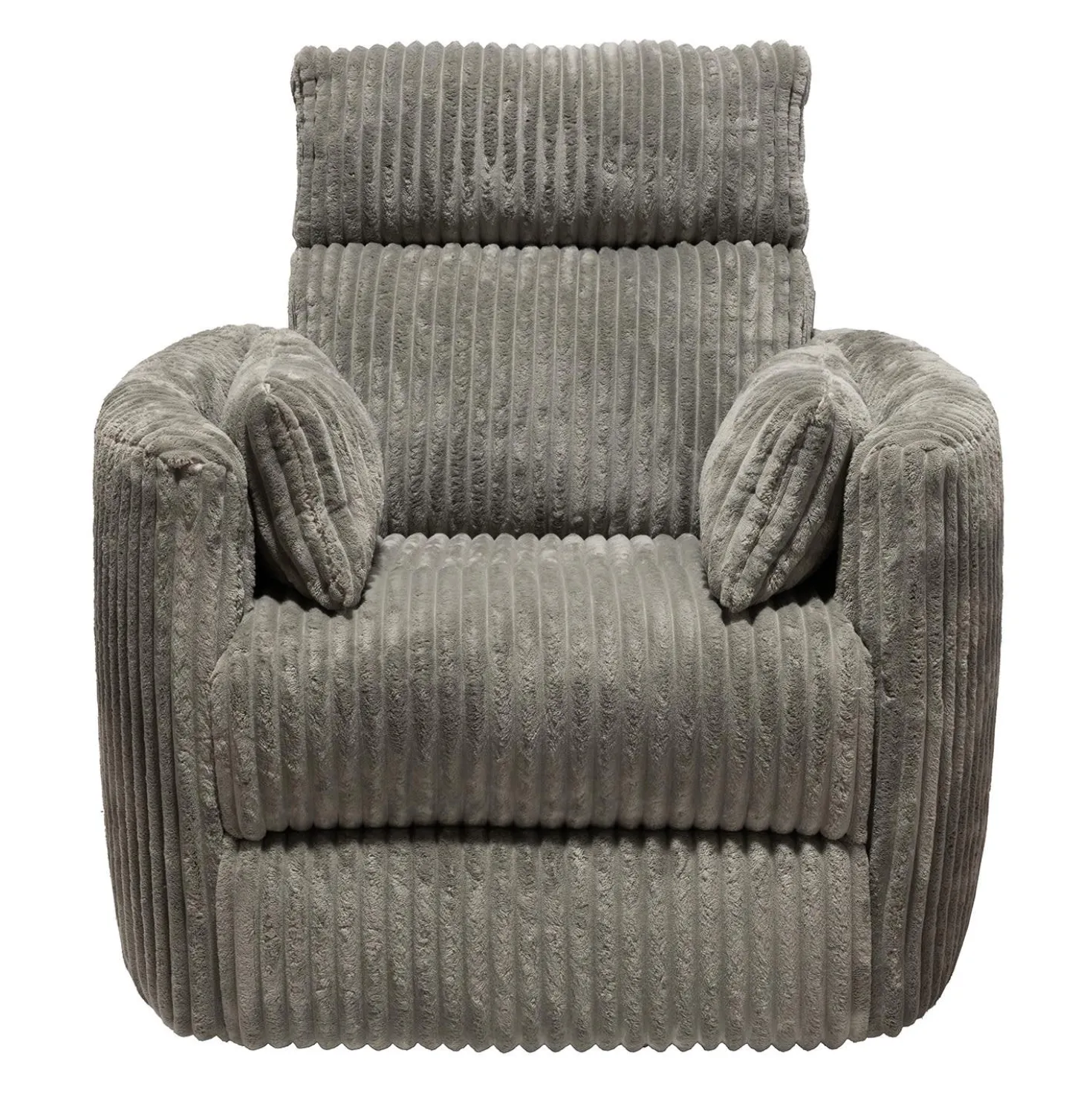 Fauteuil berçant pivotant inclinable en velours côtelé - gris