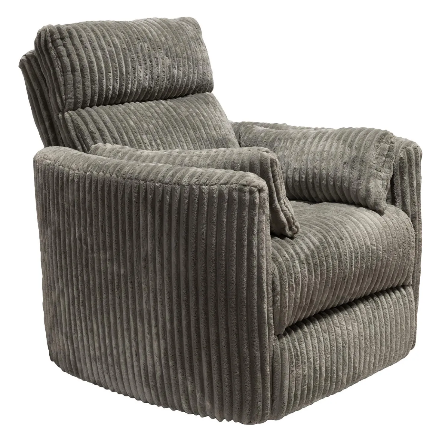 Fauteuil berçant pivotant inclinable en velours côtelé - gris