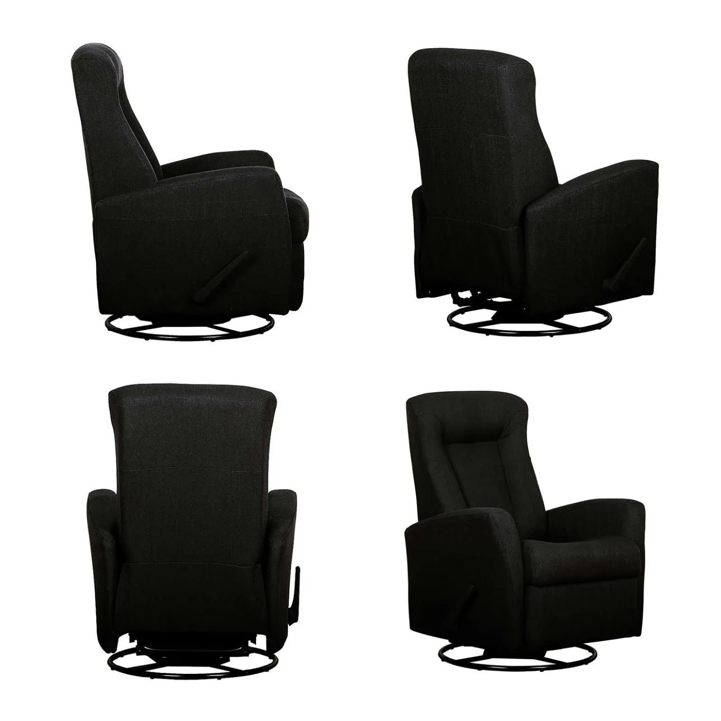 Fauteuil berçant pivotant inclinable - noir