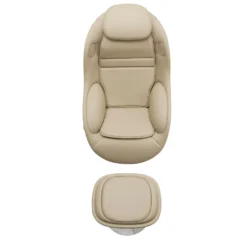 Fauteuil de massage inclinable électrique avec ottoman en cuir synthétique - beige