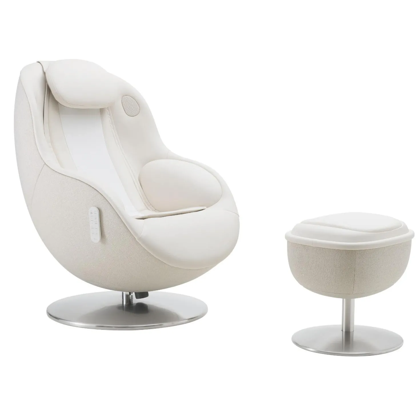 Fauteuil de massage inclinable électrique avec ottoman en cuir synthétique - blanc