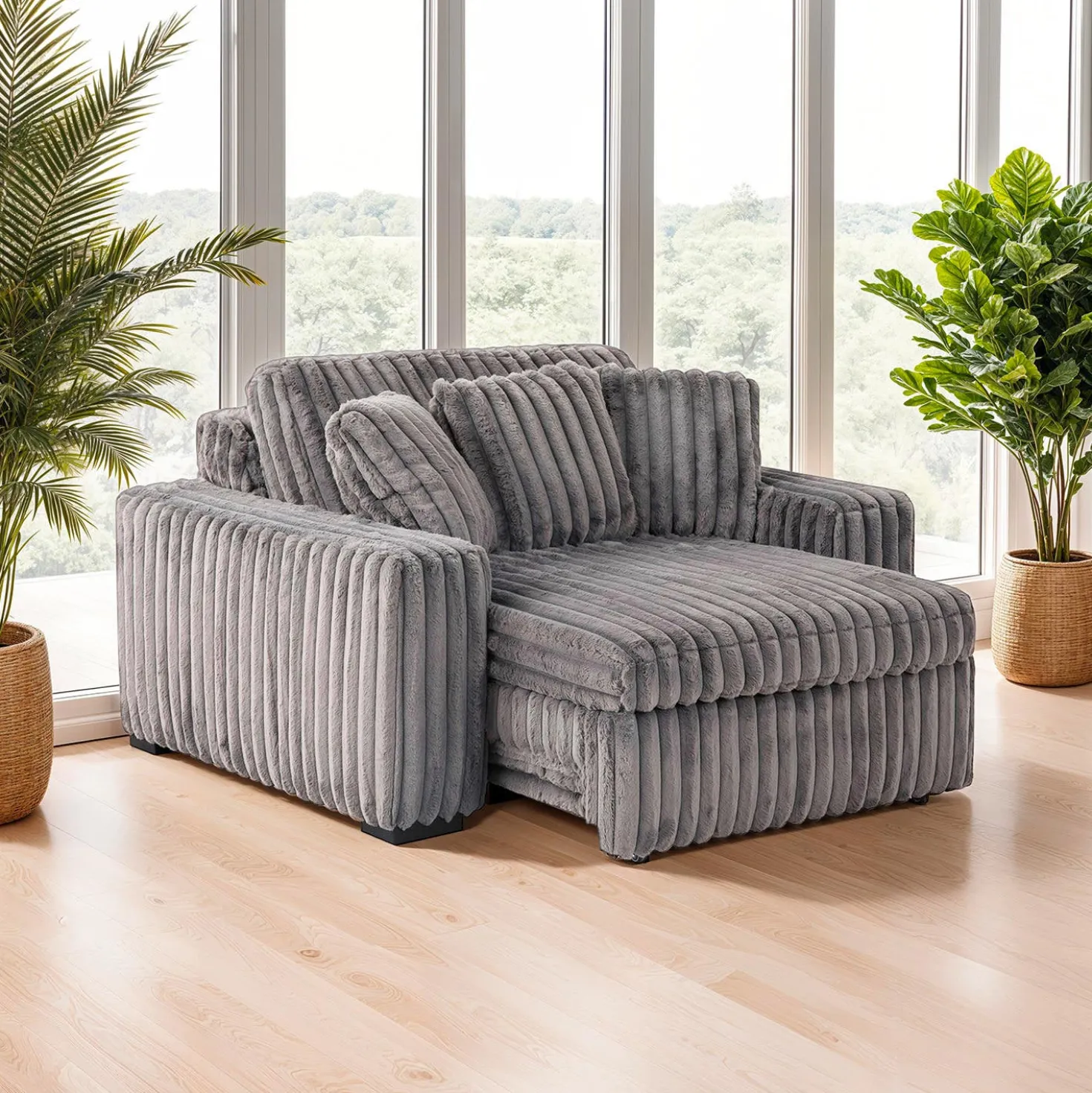 Fauteuil en velours côtelé avec siège coulissant électrique