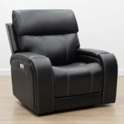 Fauteuil inclinable électrique avec appui-tête ajustable, commandes rétractables et système de son immersif