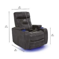 Fauteuil inclinable électrique avec rangement, porte-gobelets et éclairage DEL - gris