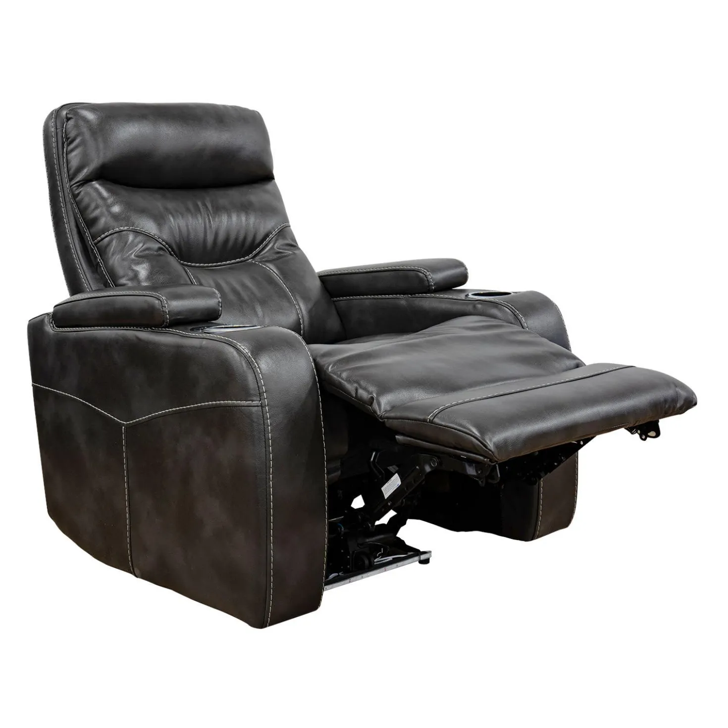 Fauteuil inclinable électrique avec rangement, porte-gobelets et éclairage DEL - gris