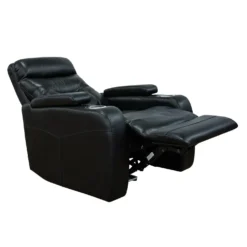 Fauteuil inclinable électrique avec rangement, porte-gobelets et éclairage DEL - noir