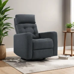 Fauteuil inclinable électrique berçant et pivotant avec appui-tête ajustable
