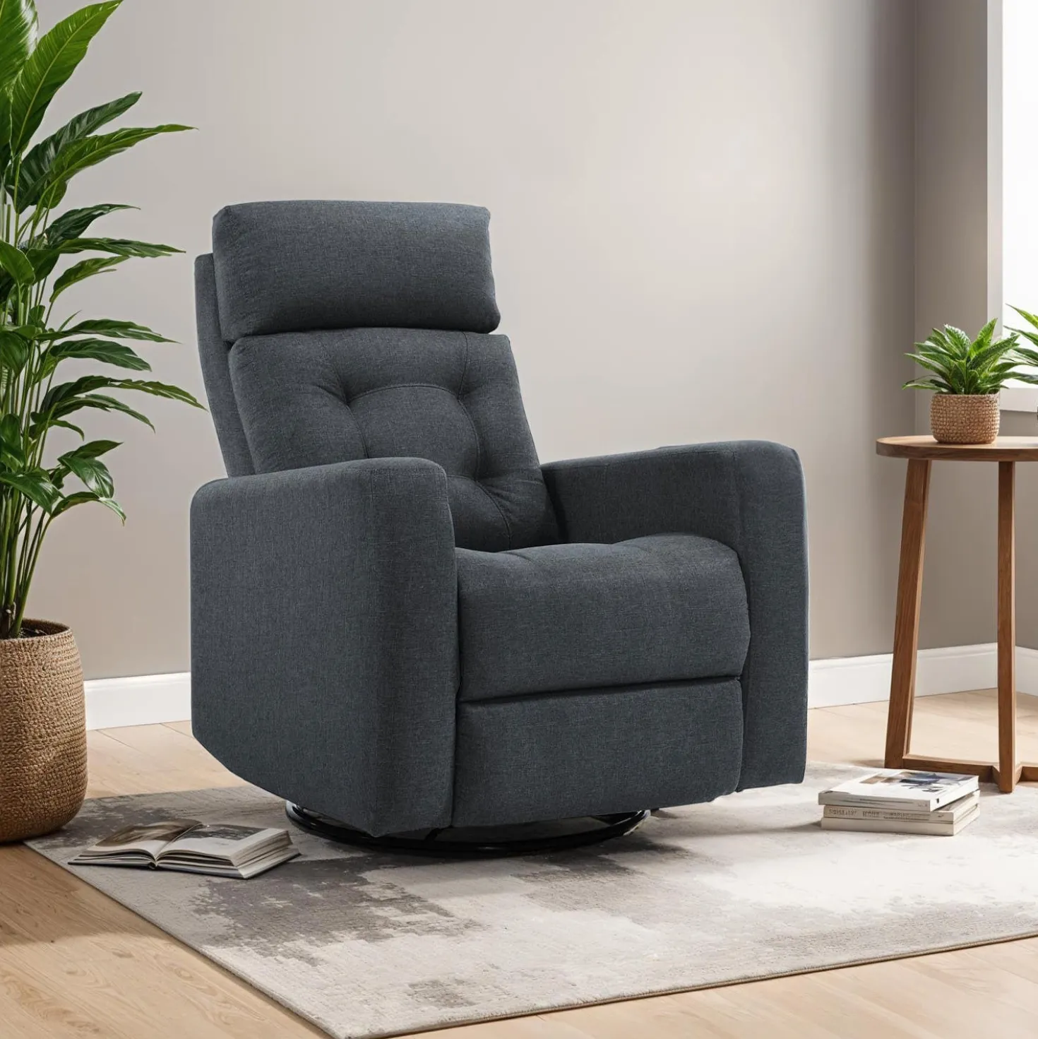 Fauteuil inclinable électrique berçant et pivotant avec appui-tête ajustable