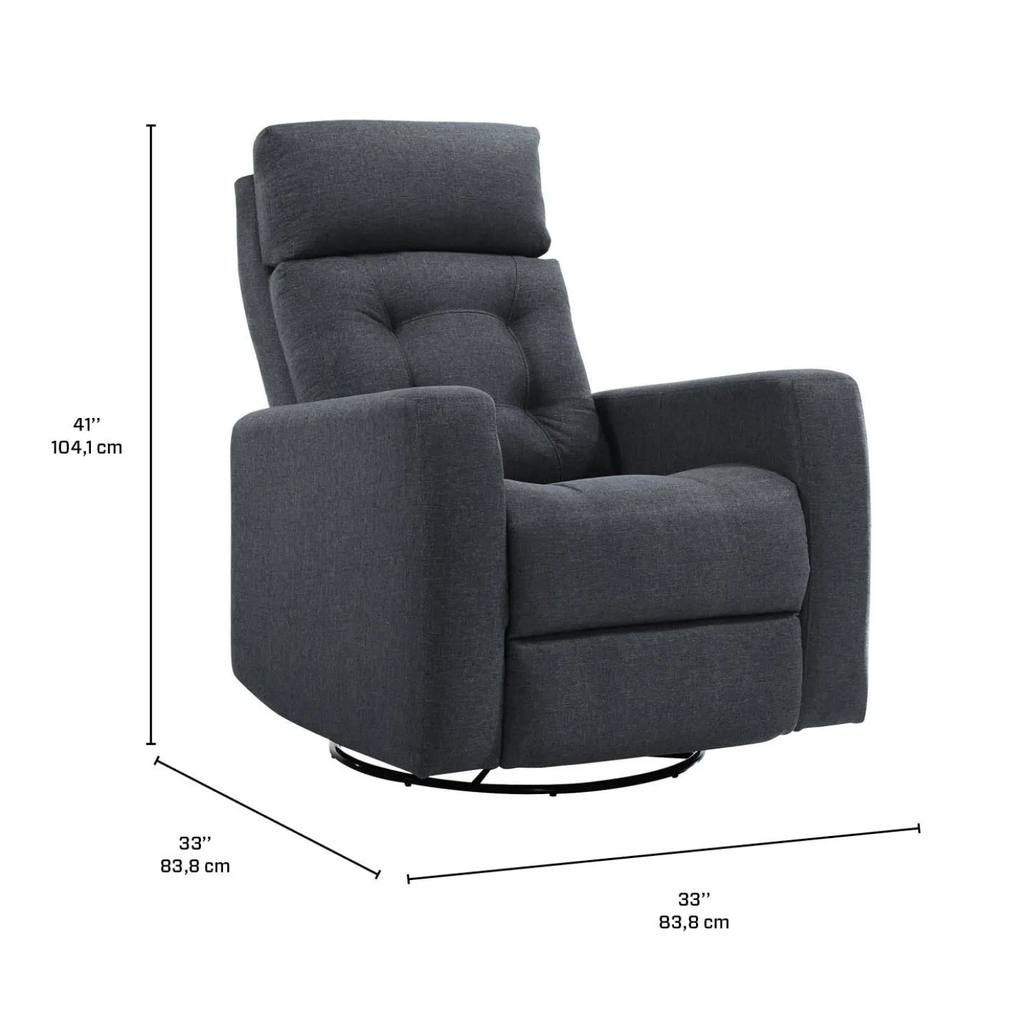 Fauteuil inclinable électrique berçant et pivotant avec appui-tête ajustable