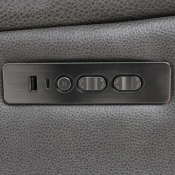 Fauteuil inclinable électrique en cuir avec appui-tête ajustable - gris
