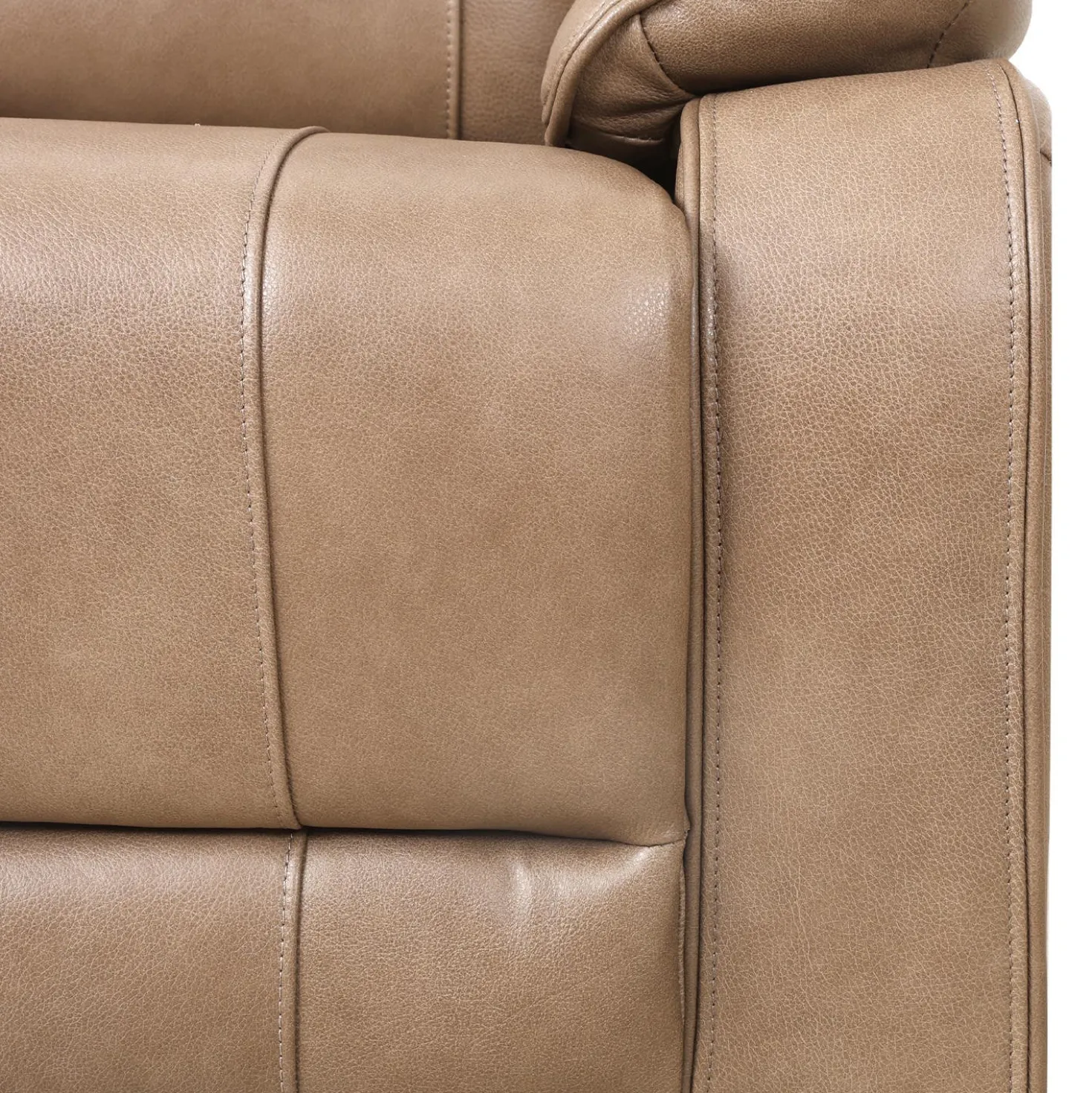Fauteuil inclinable électrique en cuir avec appui-tête ajustable - taupe