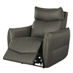 Fauteuil inclinable électrique en cuir véritable à 3 moteurs - appui-tête, repose-pieds et soutien lombaire
