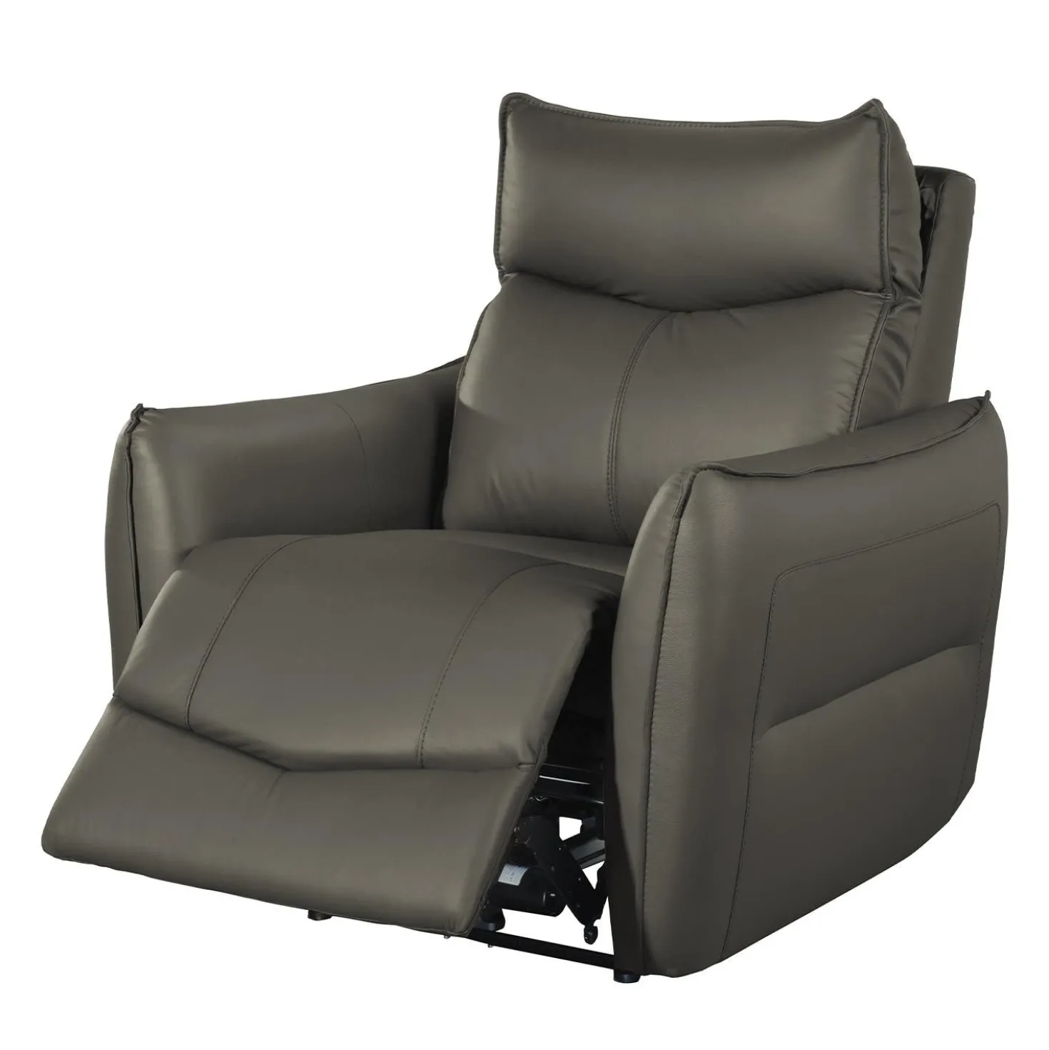 Fauteuil inclinable électrique en cuir véritable à 3 moteurs - appui-tête, repose-pieds et soutien lombaire