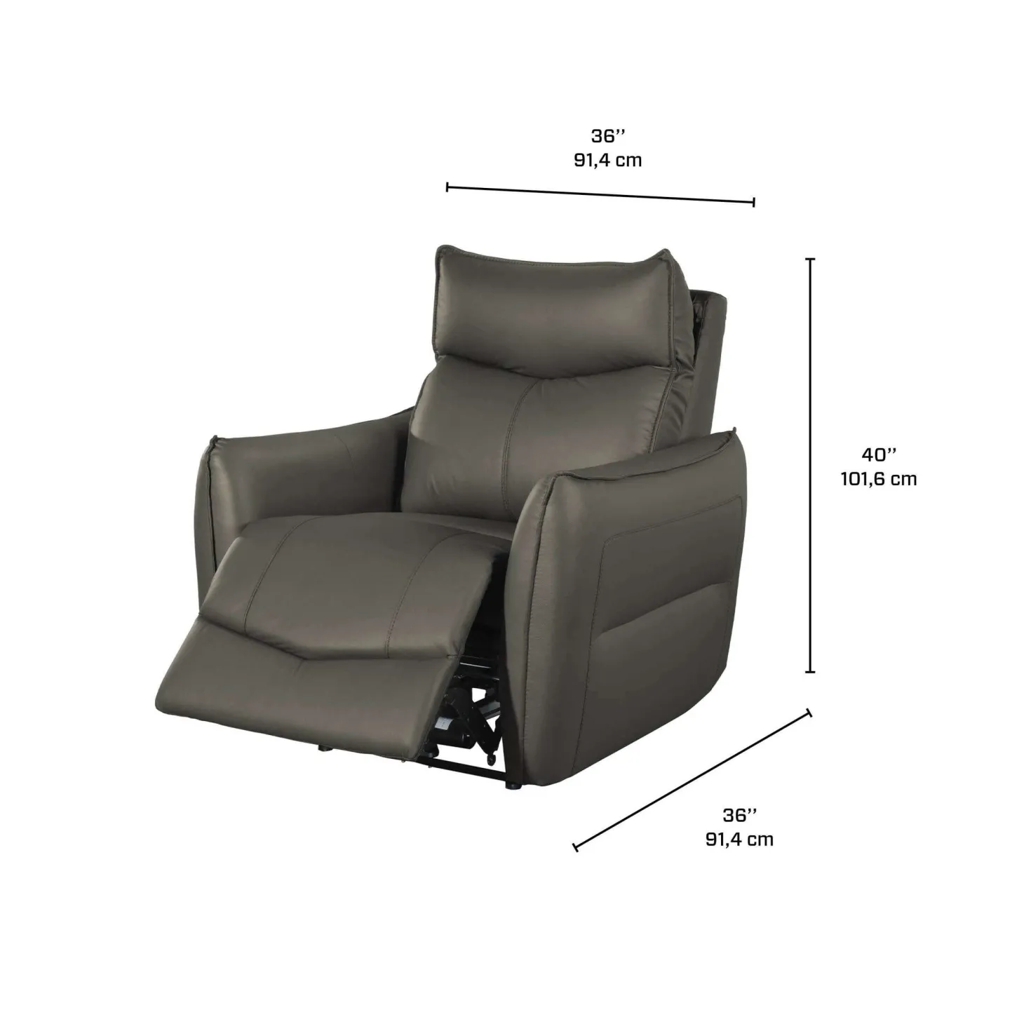 Fauteuil inclinable électrique en cuir véritable à 3 moteurs - appui-tête, repose-pieds et soutien lombaire