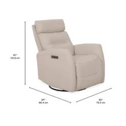 Fauteuil inclinable électrique en cuir véritable - beige