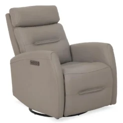Fauteuil inclinable électrique en cuir véritable - gris