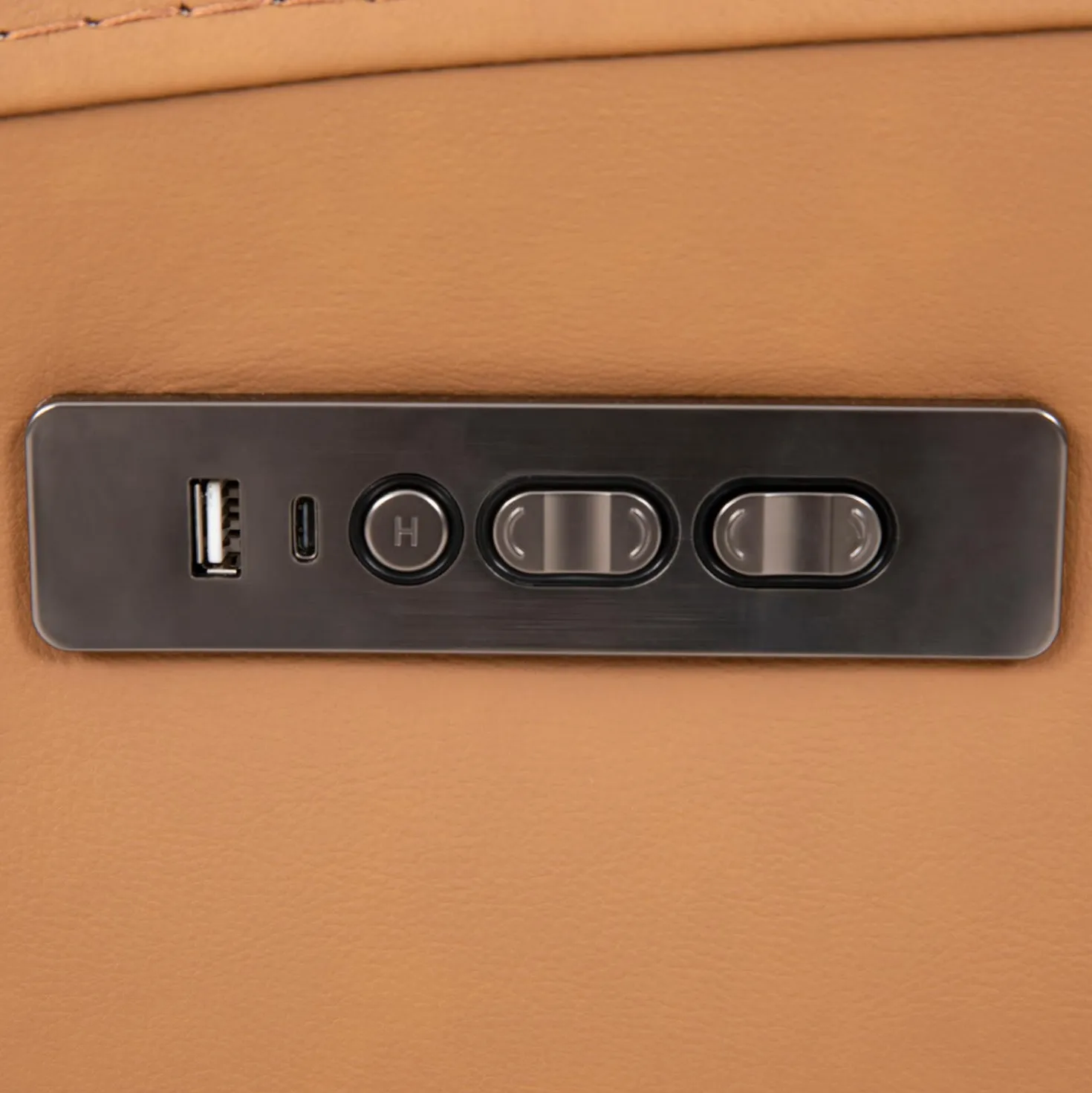 Fauteuil inclinable électrique en cuir véritable - tan